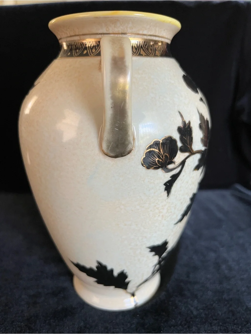 Antique NIPPON Amphora Vase Black Silhouette Gold Gild c 1890-1920